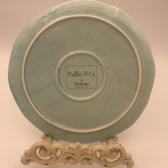 Set/2 Bella Vita Fortunata Blue Floral Ceramic Serving 11" Plates Made in Italy - Picture 5 of 8